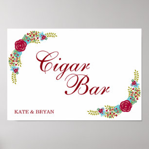 Poster Décor fleuri - Bar à cigares - Panneau Mariage Pos