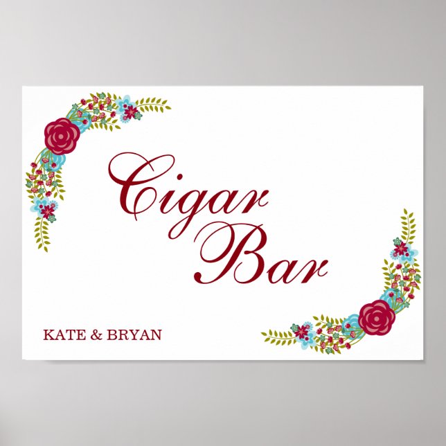 Poster Décor fleuri - Bar à cigares - Panneau Mariage Pos (Devant)