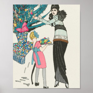 Poster Décor maison de Noël Vintage   Arbre de Noël