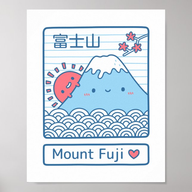 Poster Décor mignon du Doodle Fuji Japon (Devant)