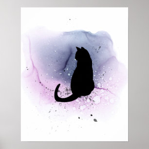 Poster Décor Mur Silhouette Chat Noir