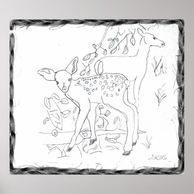 Poster Décor mural au crayon droit (Devant)