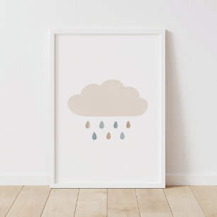 Poster Décor neuf nuage bleu garçon
