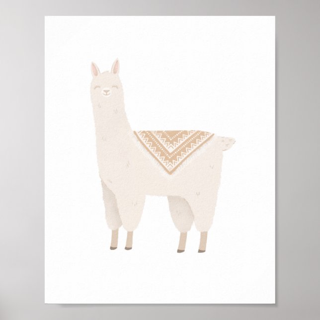 Poster Décor Neutral Boho Llama Girls Room Nursery (Devant)