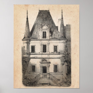 Poster Décor Pays Français Architecture de Château Art n°