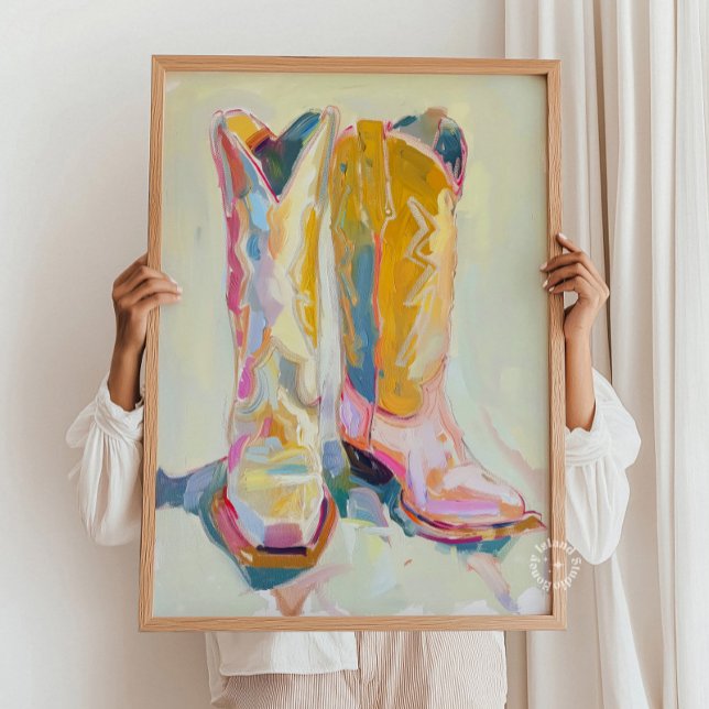 Poster Décor Peinture Botte de fille, Western Ranch (Cowgirl Boots Painting Decor, Western Ranch Poster)