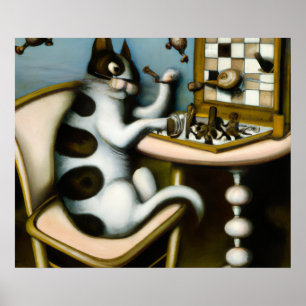 POSTER DÉCOR POUR AMOUREUX D'ÉCHECS ET DE FANTASIE LE C