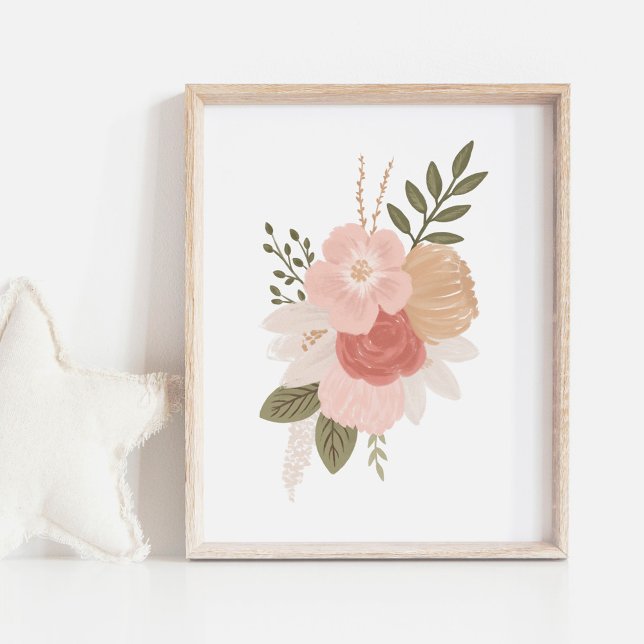 Poster Décor rose et or Floral verdure Girl Nursery (Créateur téléchargé)