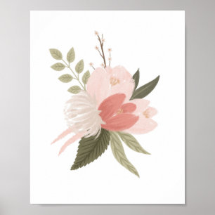 Poster Décor rose Floral Fille de verdure