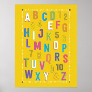 Poster Décor scolaire ABC 123 - Jaune