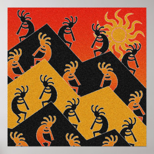 Poster Décor Sud-Ouest Danse Kokopelli