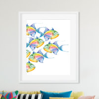 Décor Tropical Mur Aquarelle Poisson Plage Art
