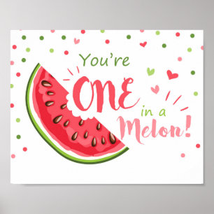Poster Decoration de fête d'anniversaire un dans un melon