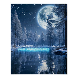 Poster Décoration Murale de Forêt Enneigée Scène de Nat