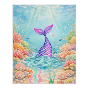 Poster Décoration murale de sirène de fantasy colorée