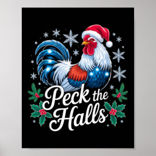 Poster Décorer Les Salles Poulet Xmas Chapeau De Père Noë