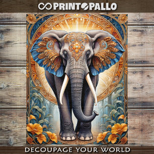 Poster Decoupage - éléphant sacré indien comme icône 