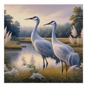 Poster Découpage en couple de grue de Sandhill