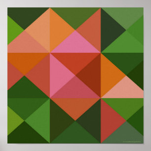 Poster Découpe rose pâle verte Carré Art Imprimer