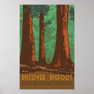 Poster Découvrez Bigfoot dans le séquoia Forrest