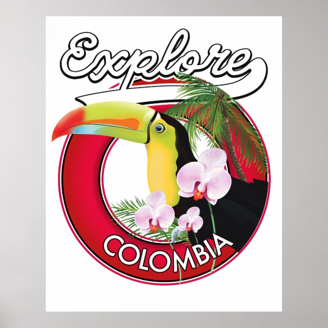 Poster Découvrez le logo rétro Colombie (Devant)