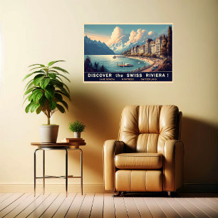 Poster Découvrez Le Vintage voyage De La Riviera Suisse