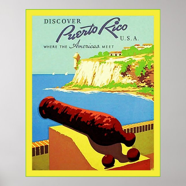 Poster Découvrez Porto Rico ~ Vintage voyage (Devant)