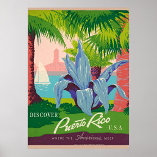 Poster Découvrez Porto Rico Vintage voyage Art