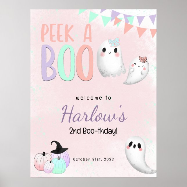 Poster Découvrez un Boo Pastel Halloween Bienvenue (Devant)