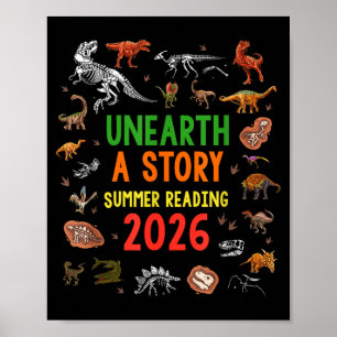 Poster Découvrez une histoire de lecture d'été 2026 Dinos