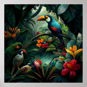 Poster Découvrir un paysage de jungle luxuriante à traver