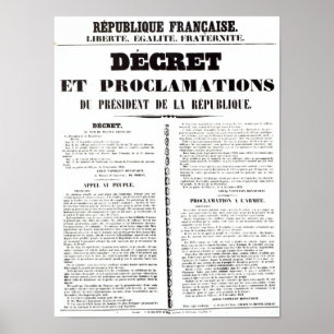 Poster Décret et proclamation par Napoleon Bonaparte