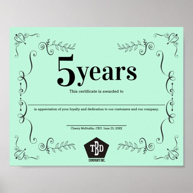 Poster Décrire le certificat anniversaire universel de l' (Devant)