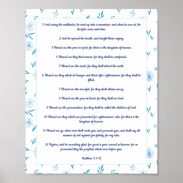 Poster d'écriture de la frontière florale Matthieu (Devant)