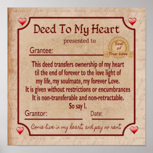 Poster DEED TO MY HEART _ A romantic Declaration