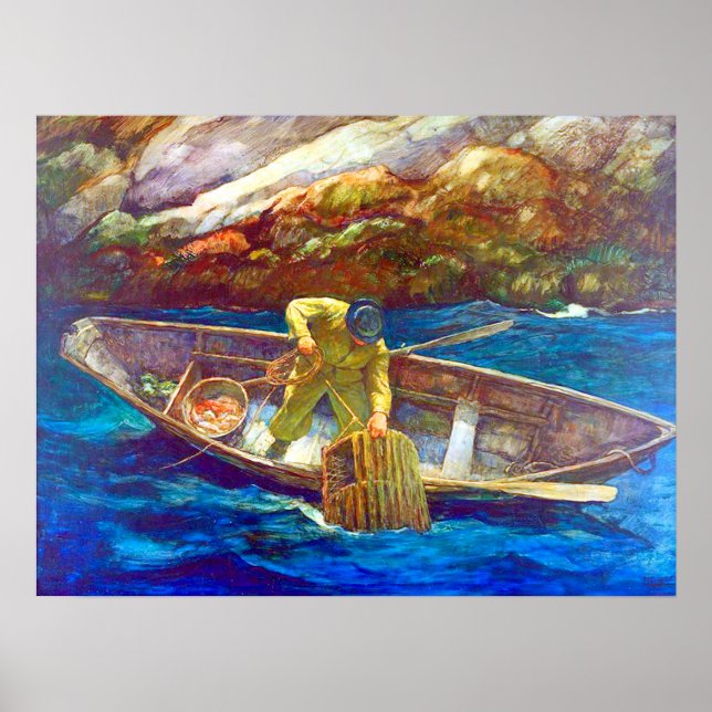 Poster Deep Cove Homard Man N. C. Wyeth ca. 1938 (Devant)