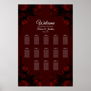 Poster Deep Red Floral Elegant Gothic Wedding