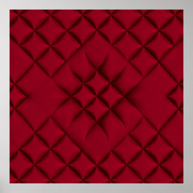 Poster Deep Red Quilted Leather Pattern (Devant)