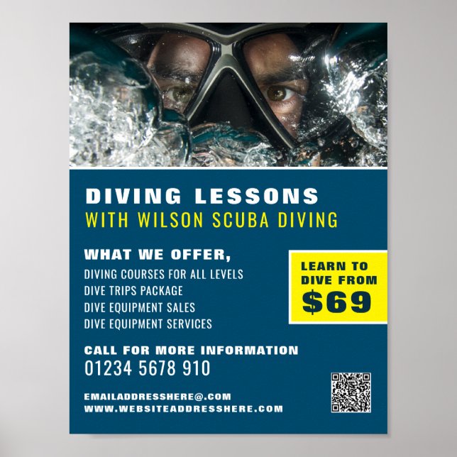 Poster Deep Sea Diver, Plongée sous-marine Leçon de publi (Devant)