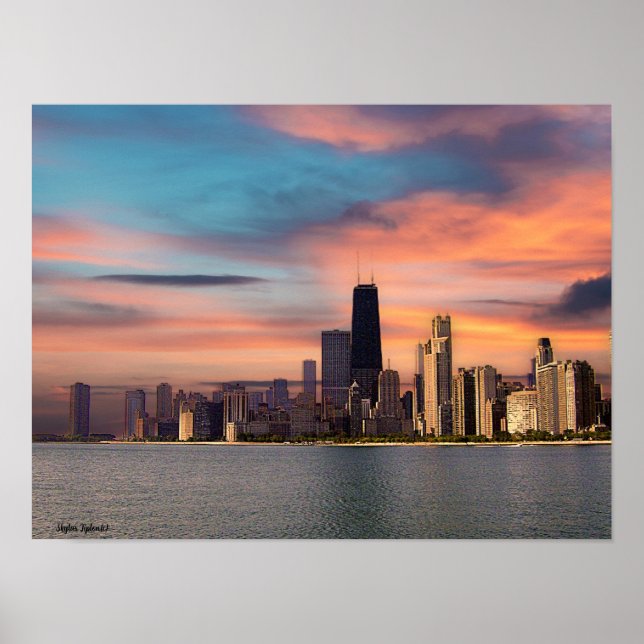 Poster Deep Sunset Chicago (Devant)
