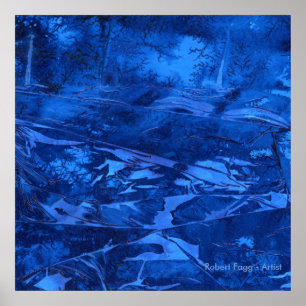 Poster "Deep Water #5" Art Abstrait de Robert Fagg bleu