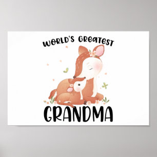 Poster Deer Doe and Fawn World's Greatest Grandma