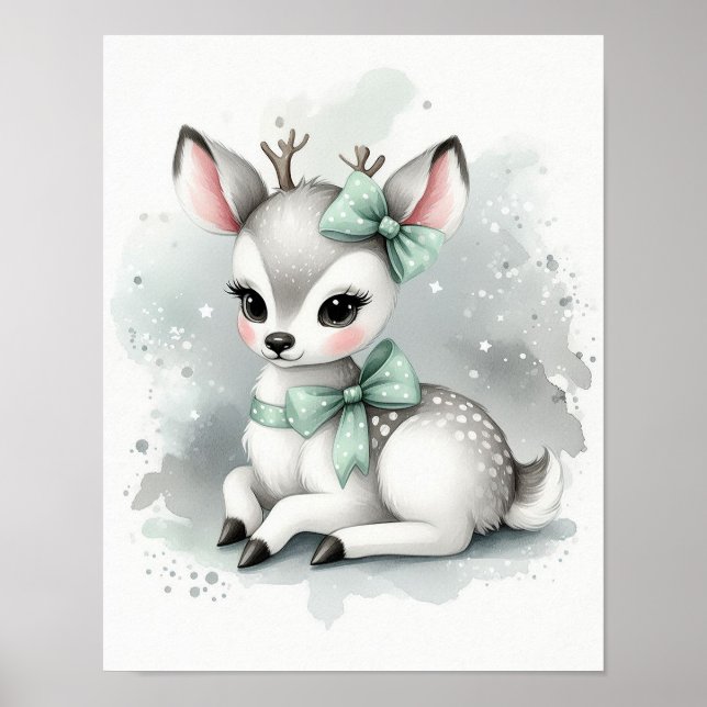 Poster Deer Forest Nursery Wall Art (Devant)