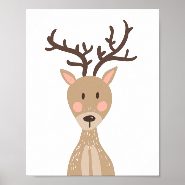 Poster Deer Woodland Animal Nursering Wall Art Imprimer (Devant)