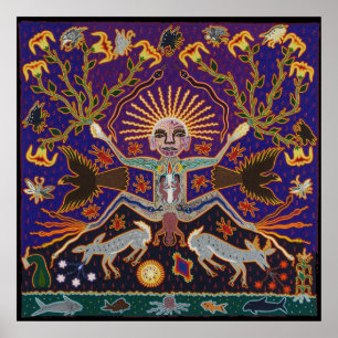 Poster Déesse aztèque maya mexicaine Art tribal ethnique 