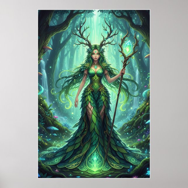 Poster Déesse de la Forêt d'Émeraude – Reine de la Nature (Devant)