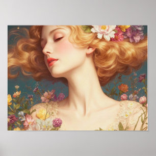 Poster « Déesse de la Lumière – Murmure de Fleurs »