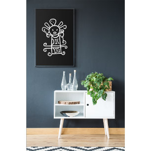 Poster Déesse de pluie : Petroglyphe de fertilité et de v