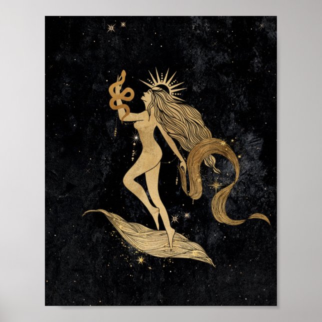 Poster Déesse du Zodiaque | Astrologie Cosmologique Gold  (Devant)