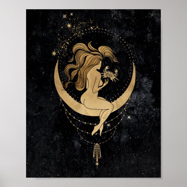 Poster Déesse du Zodiaque | Astrologie du cancer de l'or  (Devant)